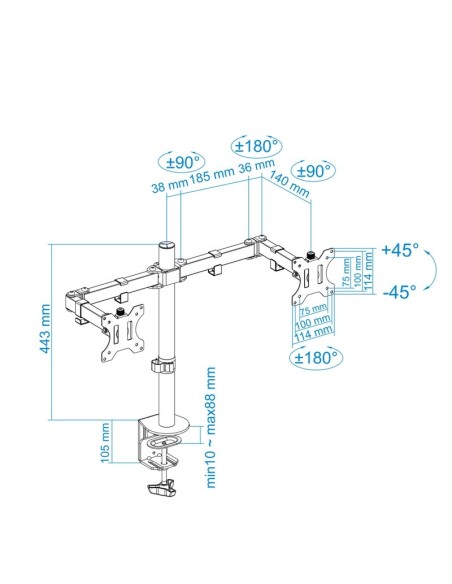 SOPORTE MONITOR/TV 13-32" TOOQ  INCLINABLE NEGRO PN: DB1232TN-B EAN: 8433281008069   
