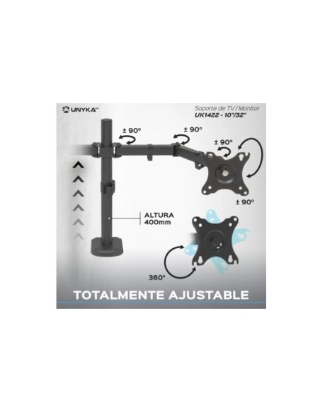 SOPORTE MESA VESA 13-32" 2 MON ITORES UK710102 PN: UK710102 EAN: 6974560221165   