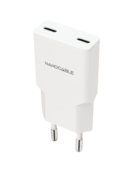 CARGADOR  5V ENCHUFE USB TYPE  C X2 NANOCABLE 20W BLANCO PN: 10.10.2023 EAN: 8433281016545   