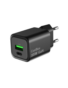 CARGADOR  5V ENCHUFE 1X USB C  X1 USB A 25W NEGRO PN:...