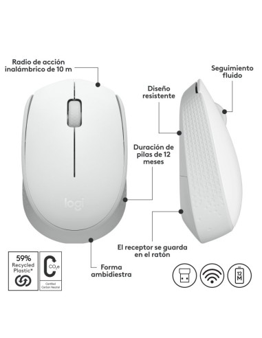 RATON WIRELESS LOGITECH M171   BLANCO PN:...