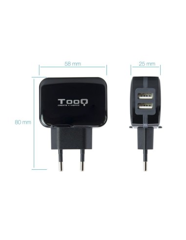 CARGADOR  5V ENCHUFE 2 X USB   TYPE A 17W NEGRO...